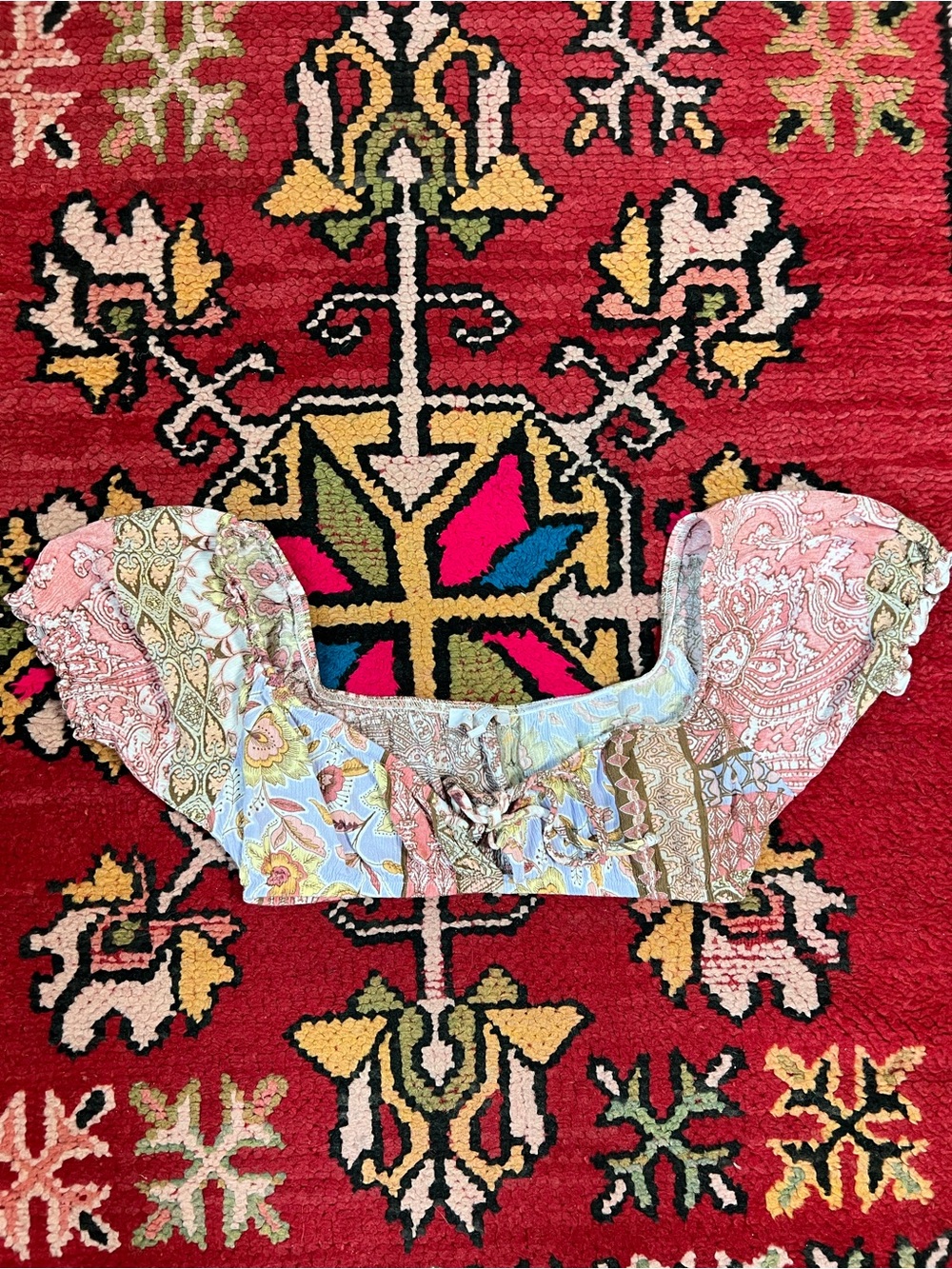 Boho Paisley Crop Top in Pastel Multi